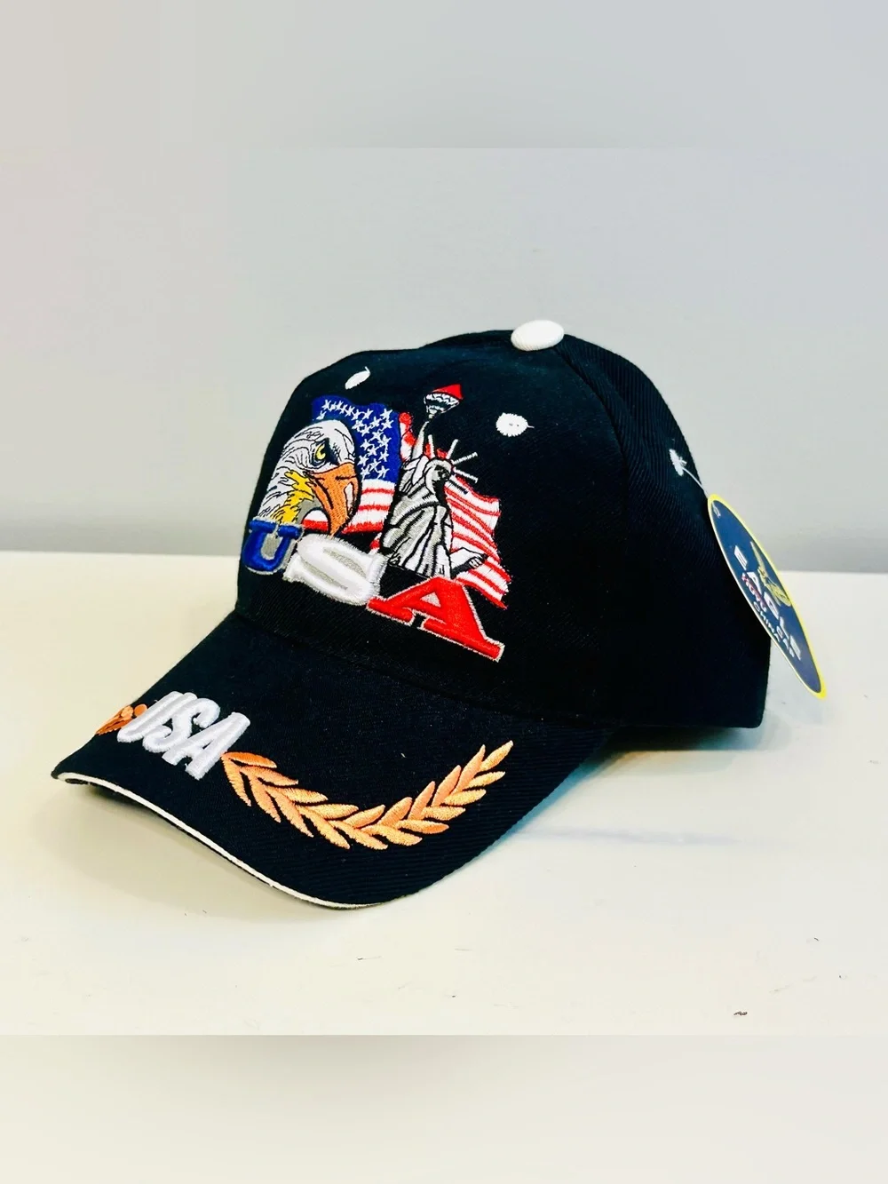 VTG Y2K USA Bald Eagle & Statue of Liberty Embroider Wool Blend Cap OSFM NWT